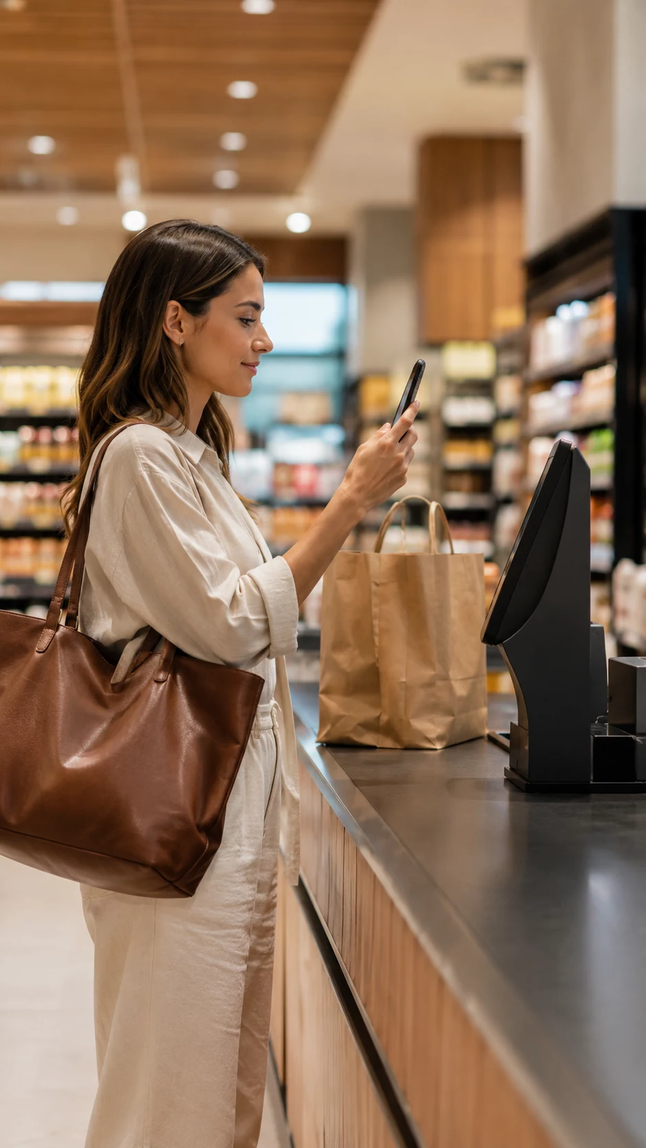 Customer authorizing a payment by phone at a point of sale